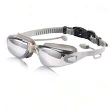 1 件防雾防紫外线游泳镜，防雾防水硅胶高清游泳镜，柔软硅胶镜框和可调节带子，宽视野透明镜片，舒适，适合泳池和海滩，潜水时在游泳课和娱乐期间保护眼睛和耳朵，节日礼物