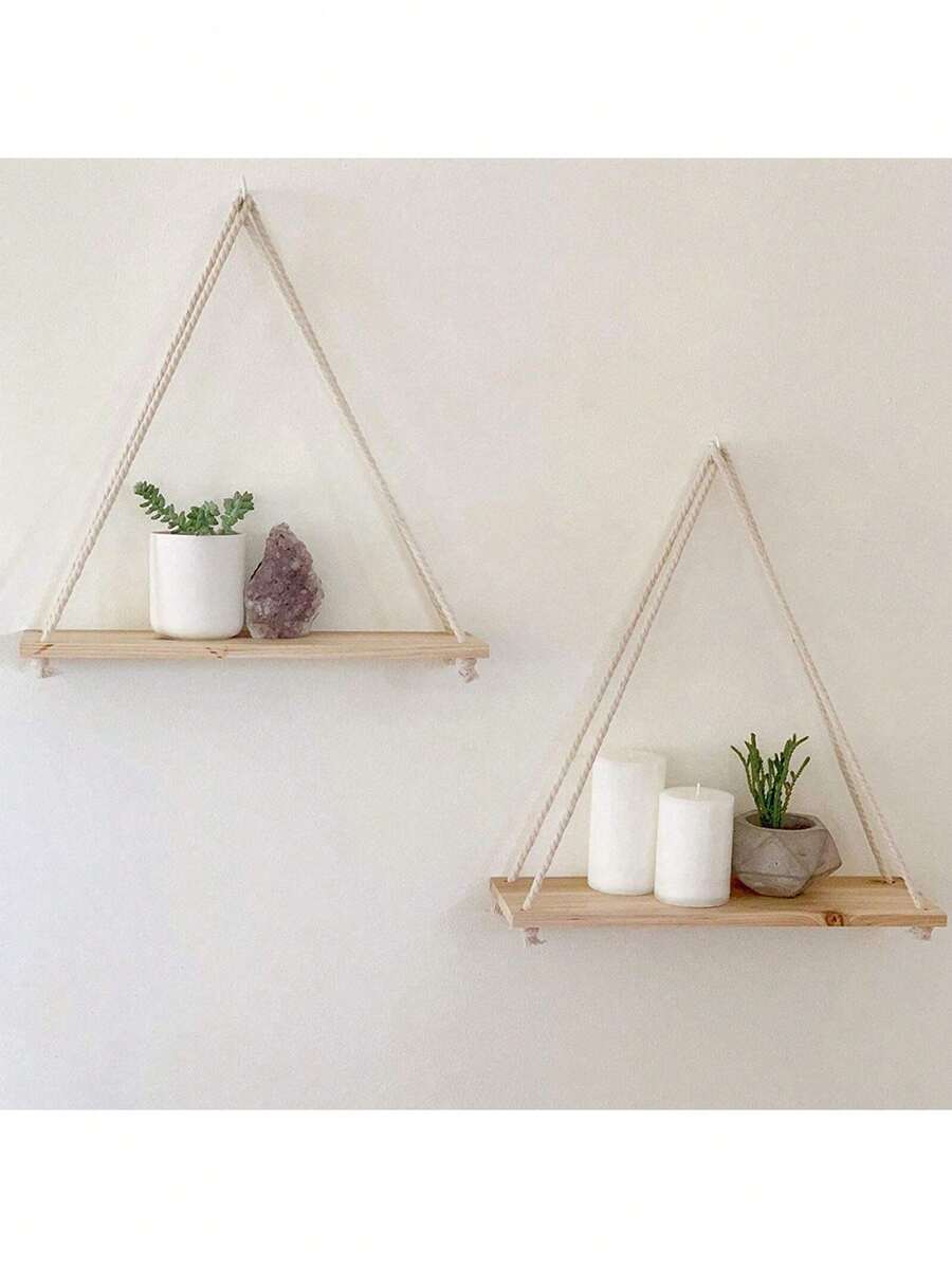 1 pieza Colgador de pared minimalista de macramé, tabla de almacenamiento tejida a mano estilo bohemio, estantería decorativa de pared para decoración del hogar, decoración interior, decoración de habitación, decoración de pared - Multicolor - Ver 1
