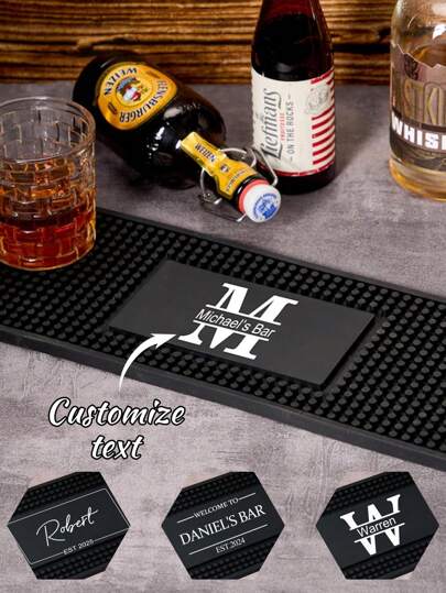 1pc Customized Bar Table Runner, Personalized Bar Mat, Coffee & Cocktail Coaster, Home Bar Accessory, Artistic Rubber Drink Coaster, Gift For Father, Boyfriend, Custom Coaster, Multi-Functional, Durable, Ornamental, Reusable, Exquisite, Stylish, High-Quality, Colorful, Modern, Custom, Personalized, Unique, Home, Garden, Office, For Anniversaries, For Valentine's Day, For Mother's Day, For Birthdays, For Father's Day, For Graduation, For Weddings, For Housewarming,Personal Items