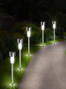 10 pezzi Luci a picchetto solari a LED, luci decorative da esterno alimentate a energia solare in acciaio inossidabile per giardino, prato, vialetto, terrazza, vialetto, giardino, decorazione per feste
