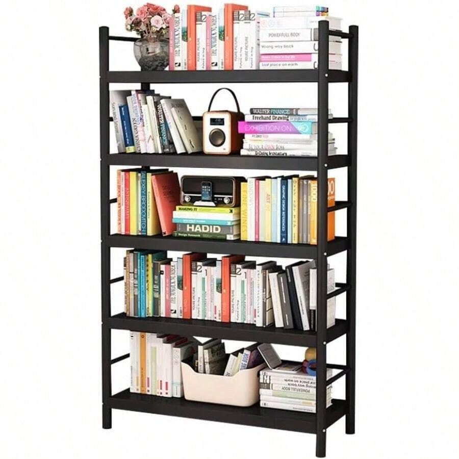 本棚 スチール スチールラック ラック 収納棚 収納ラック キッチンラック 幅80cm 大容量 落下防止 耐荷重400kg 炭素鋼 耐磨耗 5段 ブラック - ブラック - チェックする 1