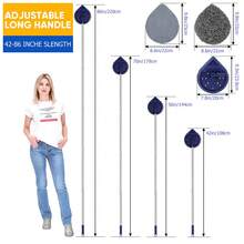 Max 86'' Flexible Long Handle Wall Cleaner With 90° Cleaning Angle, Wall Mop For Painted Walls,Ceiling,Window,Floor,Baseboard Cleaner Tool Duster, Dry Dust & Wet Wash Cleaning Mop With 6 Pads - Màu xanh lam - Xem 2