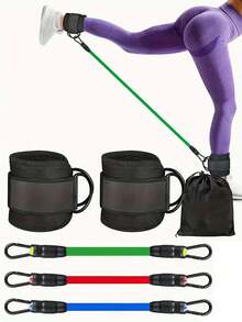 1pc Ankle Resistance Band, Leg/Ankle Resistance Training Band Fitness Equipment For Hip Workout, Glute Exercise Strap (With Kickback) For Men And Women (Metal Ring And Resistance Band Color Is Random) - Black - View 13