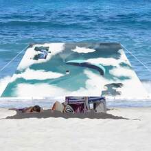 1 件海洋生物设计遮阳篷,轻松打造舒适休闲区,卡通海洋风格,100% 涤纶,矩形,防水,防紫外线,适用于户外花园、露台、海滩、夏季,附赠尼龙绳 - 彩色 - 查看 19