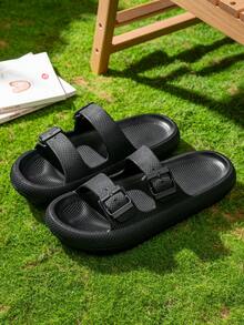 男女通用厚底一脚蹬拖鞋，舒适家居拖鞋，适合室内居家卧室客厅、户外运动沙滩休闲装