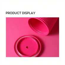 700毫升/23.67盎司塑料吸管杯，大容量饮料/果汁杯，榴莲水瓶，厨房酒吧饮具 - 玫紅色 - 查看 8