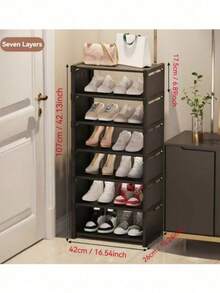 رف أحذية بسيط قطعة واحدة، ممر المنزل المتعدد الطبقات منظم للتخزين، خزانة أحذية عصرية عمودية، مقاومة للغبار، للممر أو الخزانة أو السكن الجامعي أو الشقة، موفر للمساحة، سعة كبيرة متعدد الوظائف