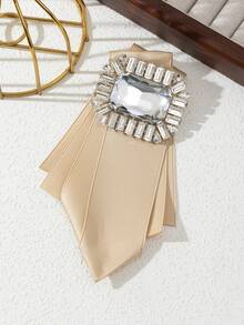 1pc Elegant Design Alloy Royal Brooch, Oversized Rhinestone Shiny Ladies Tie Style Brooch, Luxury Jewelry Pin, Suitable For Dates And Daily Wear, Gift - Simplicity - View 14