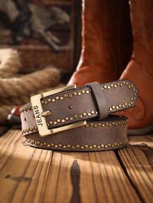 1条男士复古PU皮腰带，适合休闲和日常穿着（含打孔工具），夏季、校园休闲、商务场合、送给男友、丈夫、父亲的男士礼物，日常穿着、时尚、青少年、户外、度假、运动、旅行、街头、波西米亚风、复古秋季、万圣节秋冬配饰，适合青少年、青年、男士、休闲、户外、运动、度假、毕业礼物、生日、日常穿着