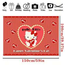 Sanrio Sanrio Family Hello Kitty Happy Birthday Pink Fantasy Scene Balloon Decoration For Birthday Bath Party Background Decoration Banner Vinyl