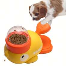 1pc Interactive Duck-Shaped Dog Food Dispenser Toy - Manual Press Feeder For Small, Medium, Large Dogs, Durable Plastic Puzzle Toy With Orange Beak And Feet, No Batteries Required, All Breed Sizes