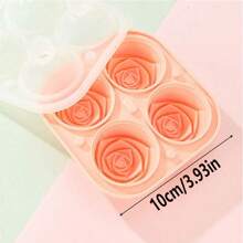 1pc 4-Hole Creative Rose-Shaped Homemade Ice Cube Tray, For Cocktail, Whisky, Beverage & Juice