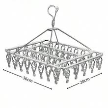 1 Giá phơi đồ bằng thép không gỉ có 20/30/40 kẹp - Giá treo đồ chống gió để phơi tất và đồ lót, Móc treo đa năng tiết kiệm không gian thích hợp sử dụng tại nhà và bán lẻ, tuyệt vời cho việc trở lại trường, Giá phơi đồ bằng thép không gỉ để phơi tất và đồ lót - Bạc - Xem 17