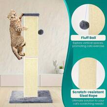 Tiragraffi 32 pollici (circa 81,2 cm) per gatti grandi e gattini da interno, tiragraffi in sisal naturale alto, graffiatoio in sisal per migliorare le abitudini di graffiatura del gatto, proteggere i tuoi mobili, grigio