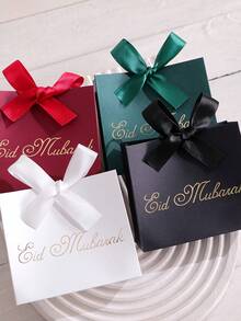10pieces Of Exquisite Mini Gift Boxes Specially Designed For Eid Al-Adha, Elegantly Designed In Black, Green And White, Red, Uniquely Gold Plated, With Luxurious Ribbons. Suitable For Candies, Chocolates And Small Gifts. Perfect For Festive Celebrations, Special Occasions And Heartfelt Surprises. Elegant Packaging For Unforgettable Moments - Multicolor - View 4