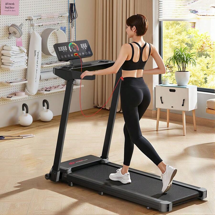 Folding Treadmill Q8, Speed 1-12KM/H, 12 Pre-Set Programs With LCD Display, 120kg Capacity - UK Plug(220-240V) - View 1