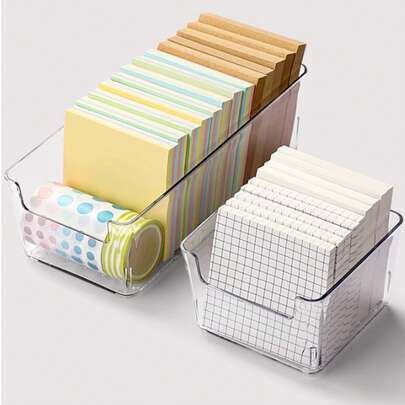 Hộp đựng giấy ghi chú 1/3/4 chiếc, hộp đựng đồ dùng văn phòng phẩm, hộp đựng đồ để bàn, hộp đựng đồ trang điểm, mùa tựu trường - hộp đựng đồ để bàn tiết kiệm không gian, phụ kiện và đồ dùng văn phòng, không cần khoan