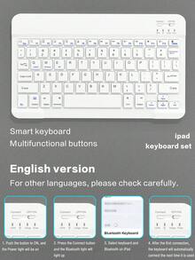 适用于第十代 iPad 的键盘保护套，配备无线键盘和触控笔收纳槽，可拆卸无线蓝牙键盘，150mAh 电池，支持自动休眠/唤醒功能，兼容 iPad Air4/Air5（第七/八/九代，10.2 英寸） - 蓝色 - 淺藍色 - 查看 7
