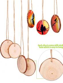 15 natürliche runde Holzscheiben, 2,4–4,0 Zoll großes Holzbausatz mit vorgebohrten Löchern, handgefertigte Holzkreise für Untersetzer, rustikale Hochzeit, handbemalte Weihnachtsdekoration, DIY-Bastelarbeiten