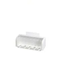 1 pièce Support mural pour brosse à dents sans perçage avec couvercle, Porte-brosse à dents électrique, Porte-dentifrice, Organisateur de brosse à dents auto-adhésif 2/5/6 fentes, Accessoires de rangement pour salle de bain (Blanc), Décoration de la maison et de la salle de bain Retour à l'école