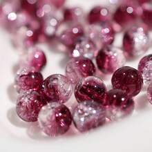 50 件酒红色雪花裂纹玻璃珠，8 毫米 - 非常适合 DIY 珠宝制作、手链和项链