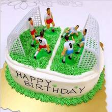 9 件套塑料足球运动员足球蛋糕装饰，足球生日派对蛋糕装饰，足球队模型 - 軍綠色 - 查看 2