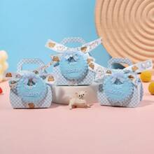 6pcs Cartoon Graphic Gift Box, Baby Blue Paper Candy Box, For Baby Shower Party, Christmas Valentine Day
