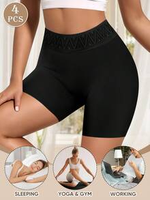 MIOTAN 4条装女士中腰三角裤，弹性柔软，透气，无缝设计，优雅全包覆，防走光，防卷边