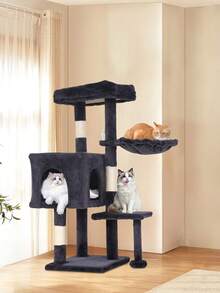 Cat Tree, With Scratching Post, Cat Tower For Indoor Cats, Fully Wrapped Sisal Pole, Soft Platform, 1 Baskets And Dangling Toy