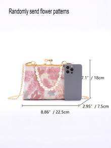 Queen Head Pearl Decorated Clip-Top Handle Bag For Women - Baby Pink - View 3
