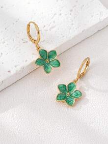 4 对/套夏季旅行海滩花卉多巴胺滴油耳环套装，适合女士，适合多种场合佩戴