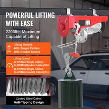 Electric Hoist, 2200 Lbs 120V Electric Winch With 328 Ft Wireless & 14 Ft Wired Remote Control, 40 Ft Single Cable Lifting Height, Single/Double Slings, Lift Hoist For Garage Warehouse Factory - US A Type Plug(110-127V) - View 2
