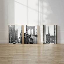 1/3 件巴黎城市毛巾爱之吻女孩黑白客厅装饰海报和印刷品墙壁艺术帆布画墙画可选框架﻿