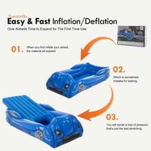 Kids Travel Air Bed Inflatable Toddler Air Mattress With Raised Sides - Màu xanh đậm - Xem 4