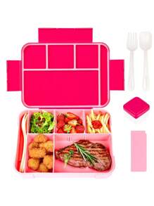 1 pezzo Contenitore per il pranzo con scomparti sigillati e grande capacità, con forchetta e cucchiaio, Lunch box bento a tenuta stagna con scomparti, riutilizzabile, portatile, adatto per microonde, contenitore per alimenti, contenitore per insalate e frutta, ideale per l'ufficio, viaggi all'aperto e forniture per il ritorno a scuola