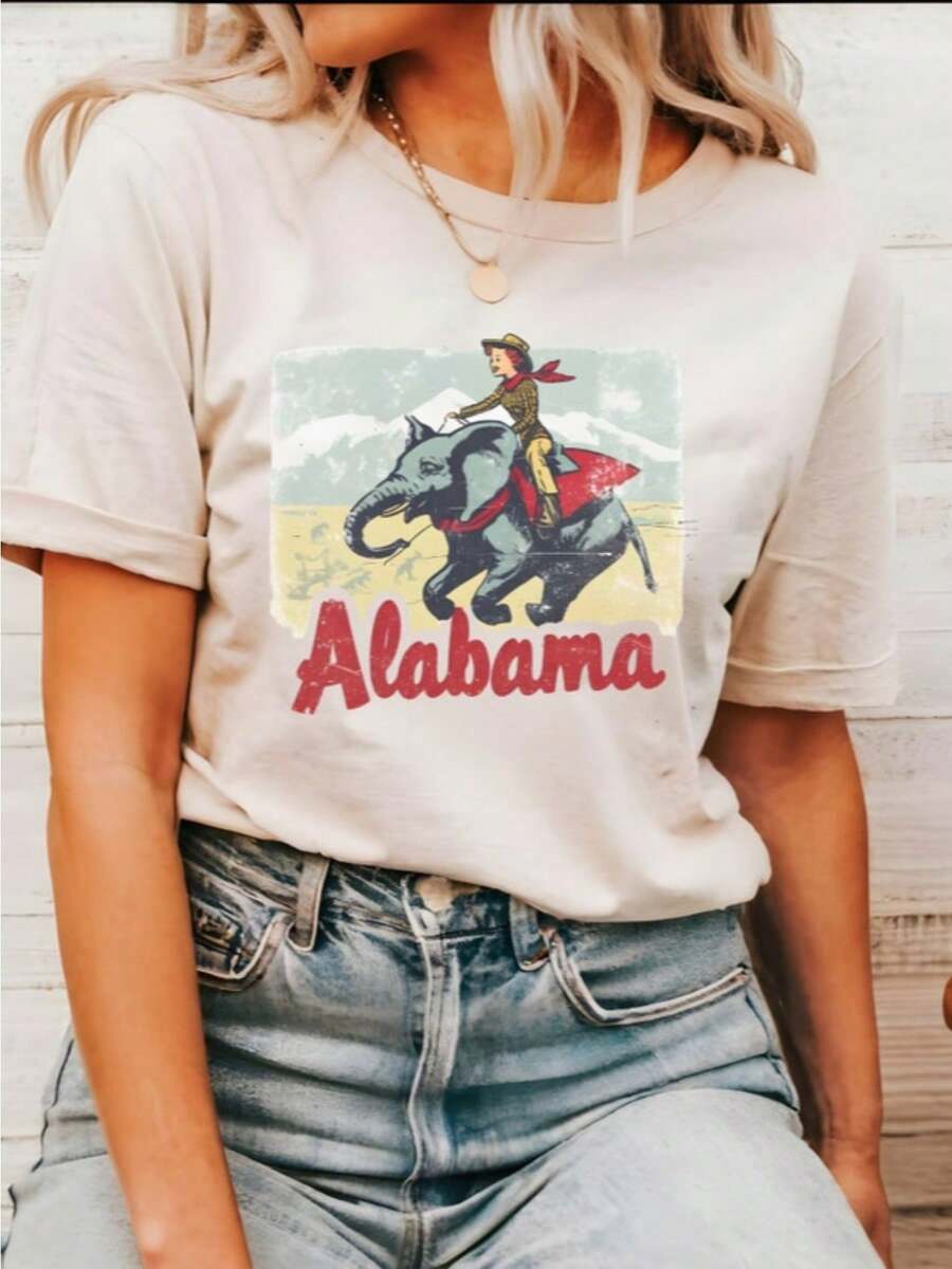 Vintage Alabama Shirt Cool Gift For Alabama Fan Popular Shirt Retro T-Shirt Vintage Apparel Summer Spring Fall Elephant Shirt