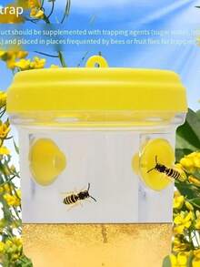 Transparent Plastic Outdoor Insect Trap With Yellow Lid - No Power Needed, Effectively Traps Fruit Flies, Wasps And Aphids, Transparent Design For Easy Monitoring, Flying Insect Trap - Multicolor - View 8