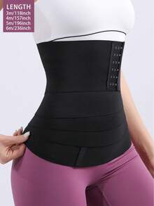 女士多规则腰部训练器绷带包裹式修身腰带长躯干腹部包裹腹部塑身腰部修身腰带 - 黑色 - 查看 12