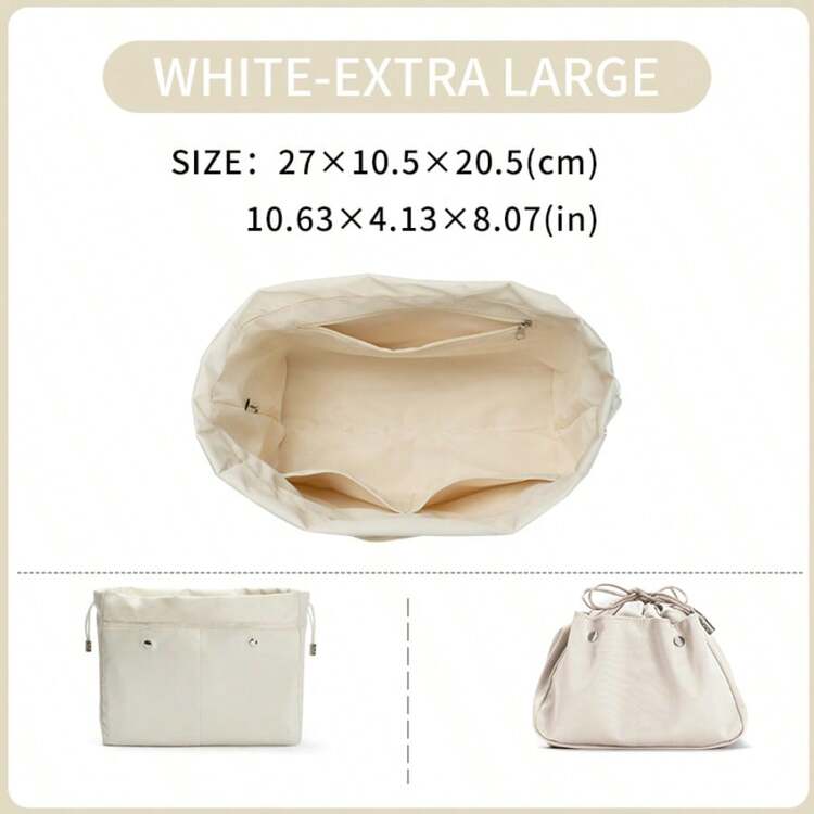 白色，更柔软，适用于水桶包，内袋，迷你包，中袋，储物内衬袋，双抽绳尼龙防水袋，大容量包袋配件，Picotin 15/18/22包内衬，包袋收纳袋，钱包收纳袋内衬，轻巧柔软的包中包 - 白色 - 查看 4