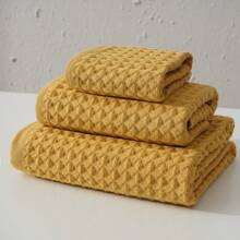 Juego de 3 piezas de toallas de waffle absorbentes: 1 toalla de baño de 70*140 cm + 1 toalla de mano de 34*80 cm + 1 paño de lavado de 35*35 cm, suaves y amigables con la piel para uso doméstico y de baño, de vuelta a la escuela para salón de belleza, hogar y baño
