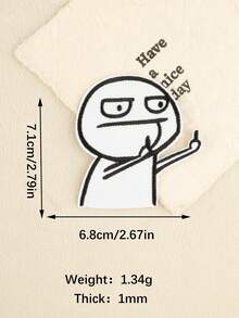 2pcs Dislike Gesture Embroidered Patches, Funny Cute Polyester Iron-On/Sew-On Decorative Patches, Suitable For DIY On Clothing, Bags, Shoes, Hats - Black and White - View 5