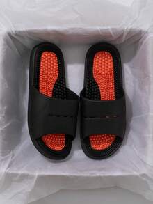 Pantuflas de masaje grises para hombres - Diseño de puntos de presión, sandalias de ducha, cómodas y suaves, antideslizantes y duraderas - negro - Ver 3