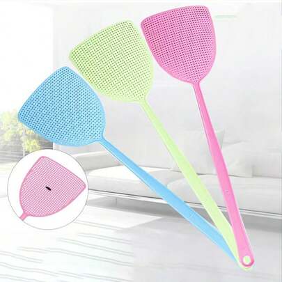 1/3 件随机颜色塑料苍蝇拍，轻巧实用的家用苍蝇拍，适合夏季拍打蚊子和苍蝇，长柄，灵活柔软，方便击打昆虫，返校必备，非常适合万圣节、圣诞节和礼物