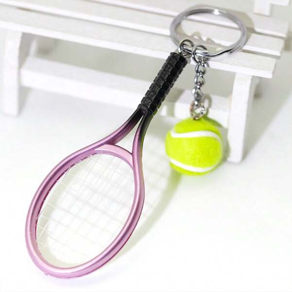 2 Pack Mini Tennisschläger Schlüsselanhänger, Tennisball Schlüsselanhänger für Tennisliebhaber, Mehrfarbig, 12cm
