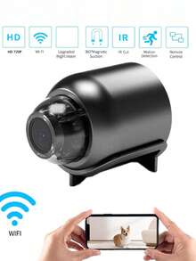 迷你无线WiFi安防摄像头，支持远程连接，放置方便，提供高清720P视频质量，操作简便（产品不含电池，需要持续USB供电，高清720P，购买前请仔细阅读产品说明！）
