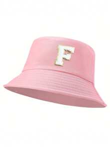 1pc Women'S 26 Letters Bucket Hat, Personalized Fashion Casual Sun Hat, Casual Holiday Beach Sun Hat For Travel, Daily Travel Outdoor Sports Hat, Sun Hat, Minimalist Bucket Hat, Lightweight And Foldable, Suitable For Outdoor, Travel, Hiking, Picnic, Commuting, Etc., Also A Great Gift For Mom Or Friends