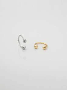 1件可调节S925纯银双球U型鼻环/鼻钉/唇环/耳夹/耳环（材质为S925银，质地较软，请勿用力调节。）（螺丝球形）（附赠首饰盒） - 雙珠U型鼻飾 - 查看 9