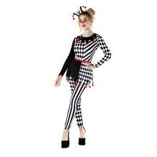 Morph Costumes Scary Women's Jester Costume - Fun Fancy Dress For Halloween Parties, Clown Harlequin Outfit With Jazzy Print & Pompoms - White - View 6