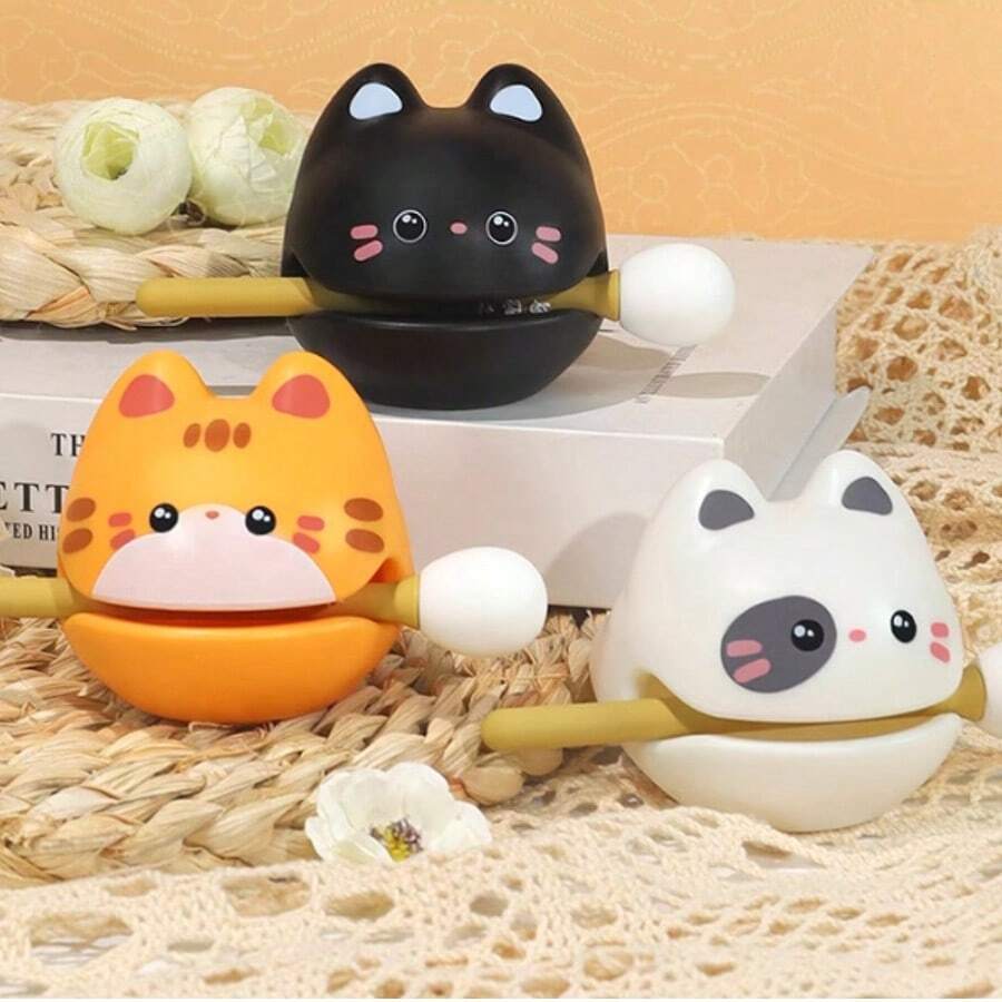 木制鱼形放松装饰，办公桌减压噪音器，可爱佛像式治疗生日礼物 - 彩色 - 查看 1