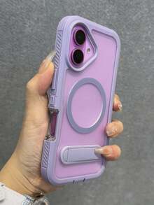 豪华折叠支架磁力装甲手机壳适用于 16 15 14 13 12 11 Pro Max Plus 防震混合 PC 军用级保护套防水防摔防刮